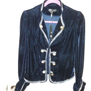 Navy Blue Velvet Toi et Moi Blazer, size Large